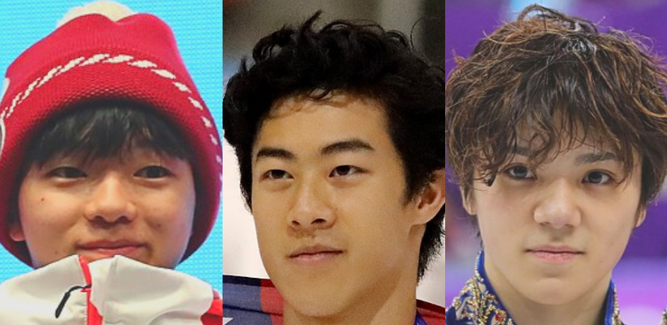 Yuma Kagiyama, Nathan Chen, Shoma Uno (from left)