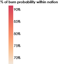 % of burn probability within nation